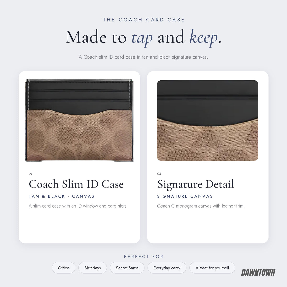 What's inside — Coach Slim Id Card Case In Signature Canvas 'Tan & Black'