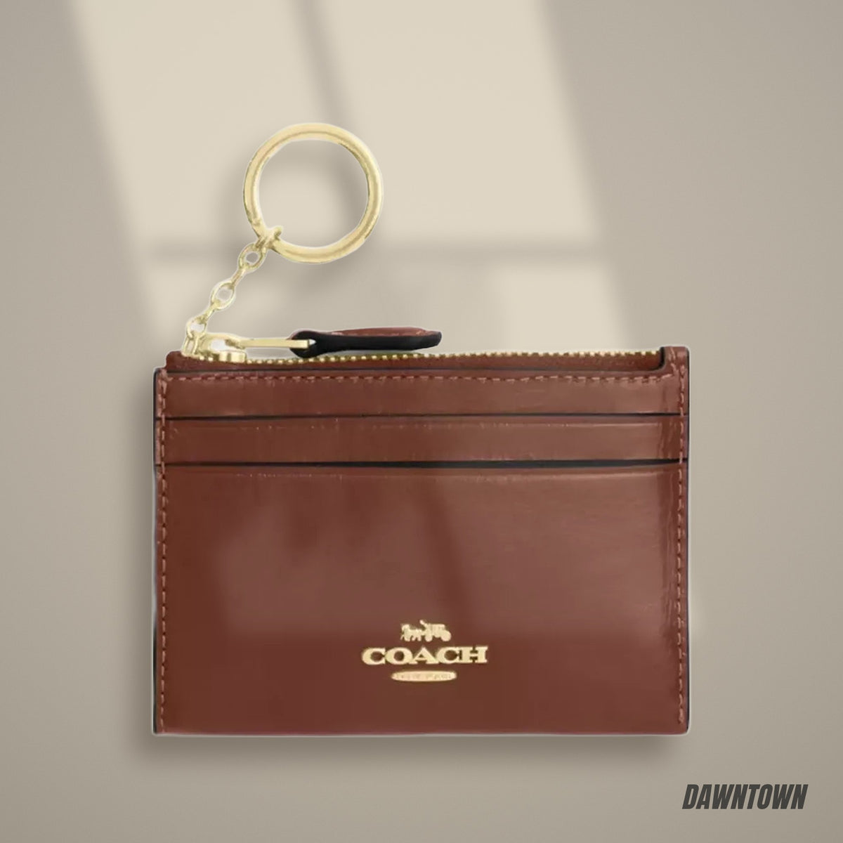 Lifestyle — Coach Mini Skinny Id Case in Gold Redwood