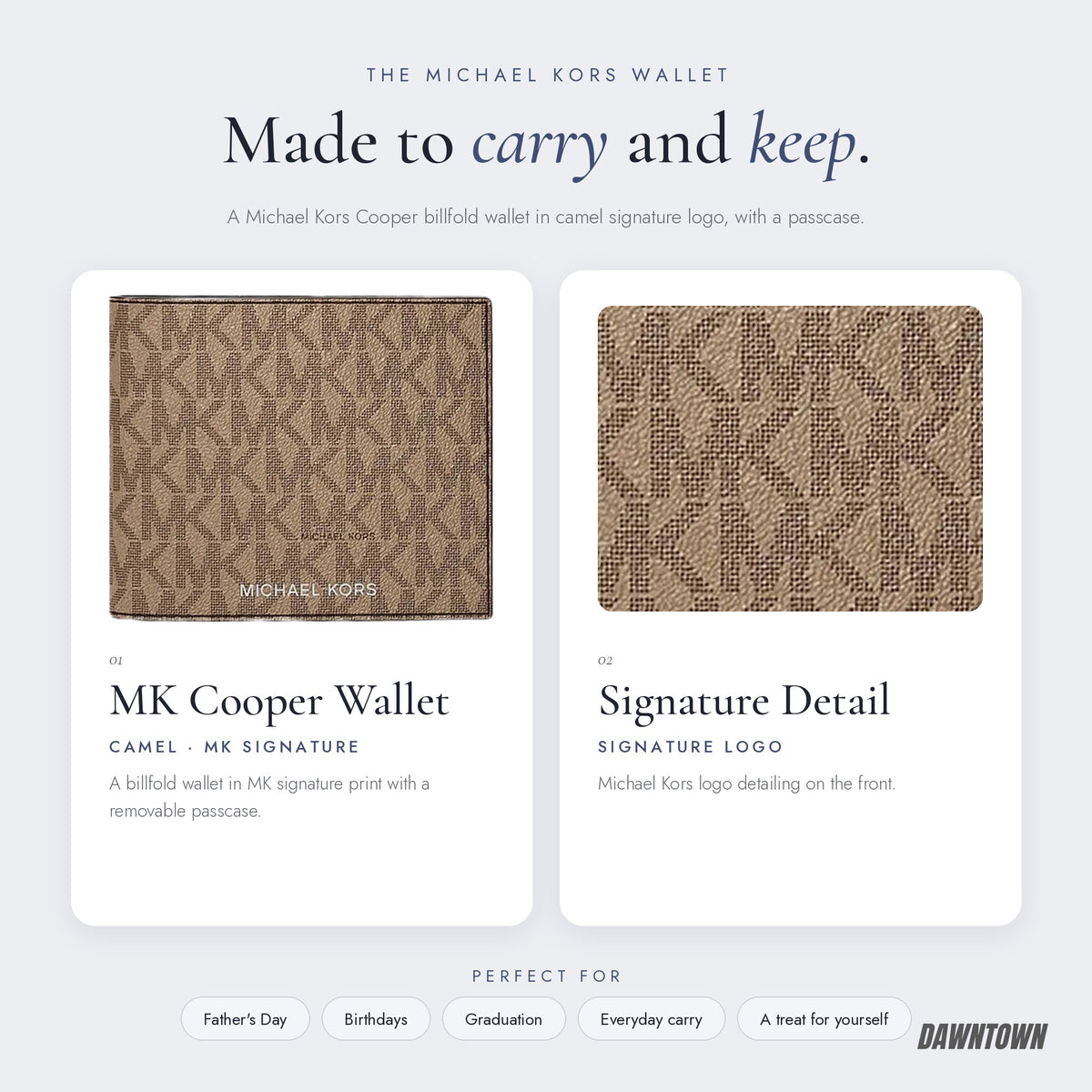 What's inside — Michael Kors Cooper Logo Billfold Wallet With Passcase Camel