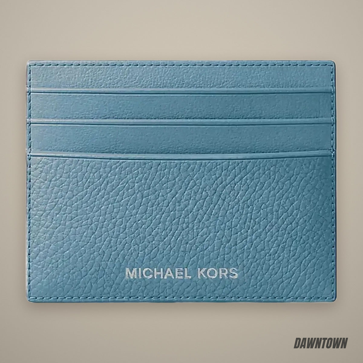 Michael Kors Cooper Pebbled Leather Card Case Denim