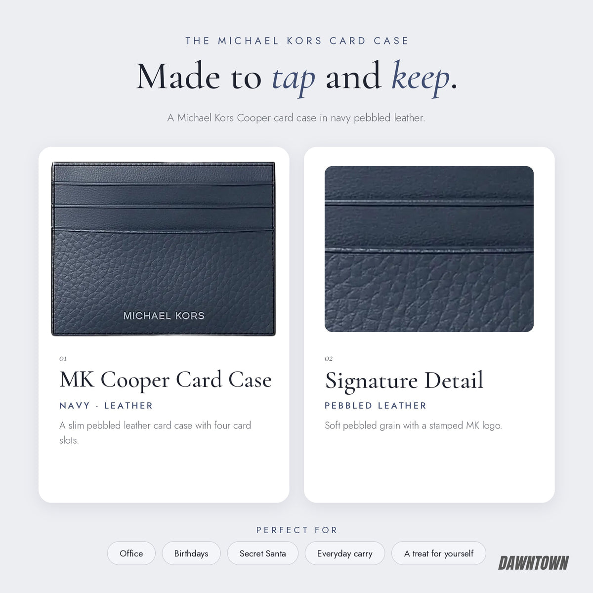What's inside — Michael Kors Cooper Pebbled Leather Card Case Navy