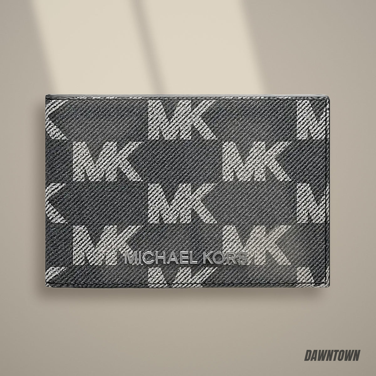 Lifestyle — Michael Kors Cooper Medium Logo Jacquard Denim Wallet Black Wash