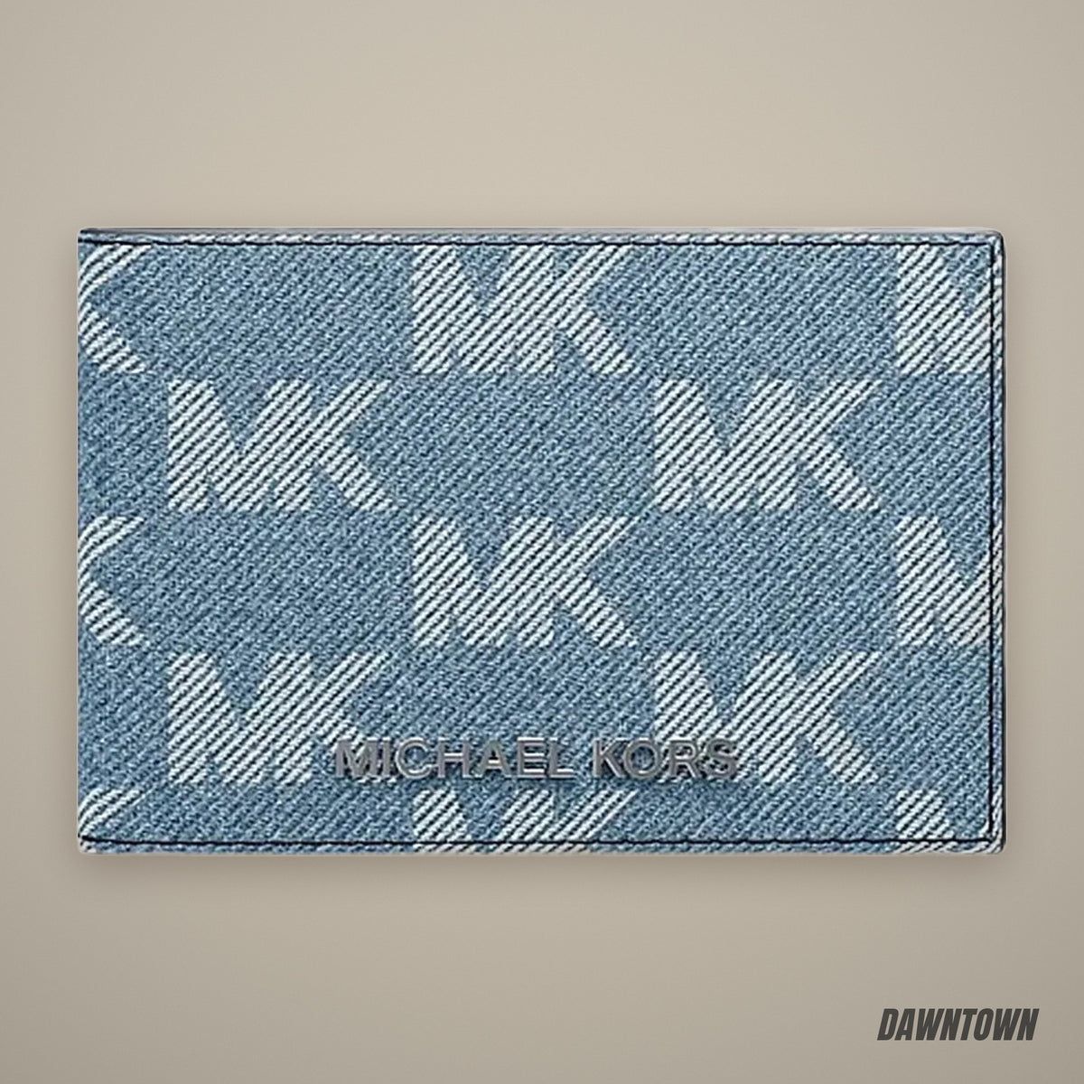 Michael Kors Cooper Medium Logo Jacquard Denim Wallet Medium Blue Wash