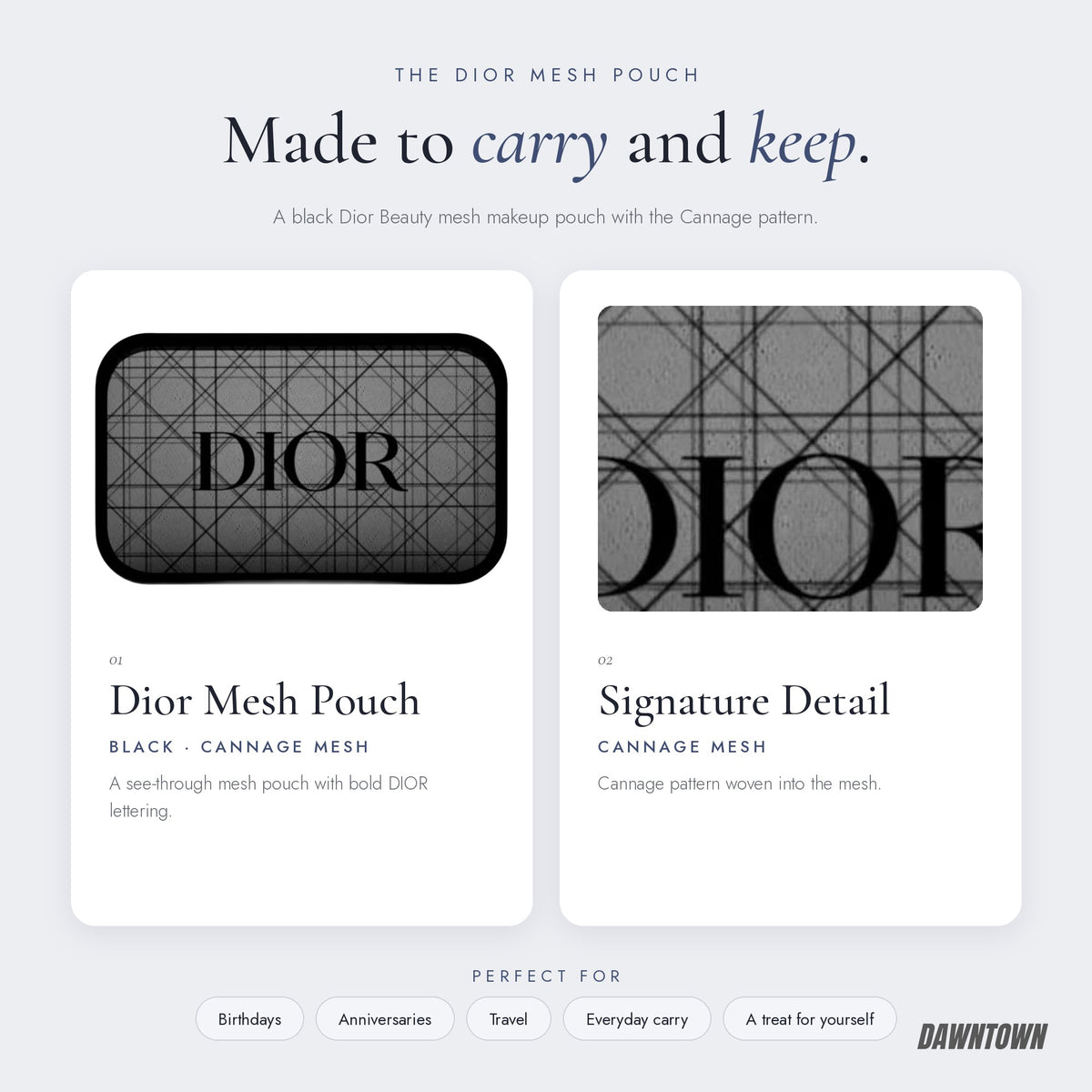 What's inside — Dior Beauty Mesh Makeup Pouch