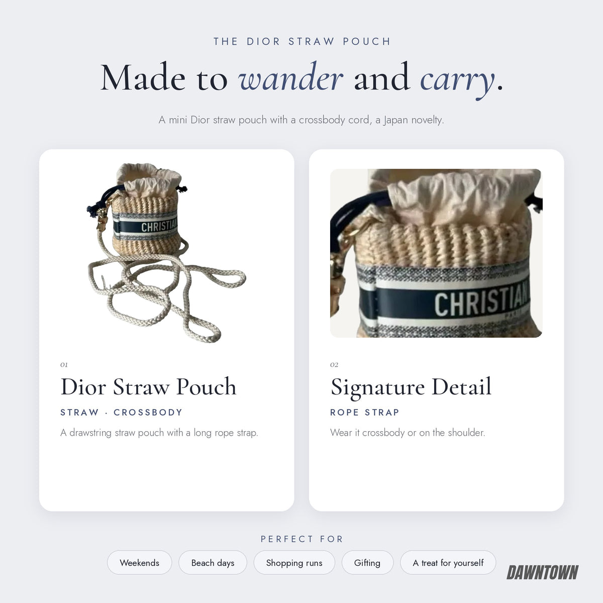 What's inside — Dior Novelty Straw Pouch Mini Shoulder Crossbody Bag
