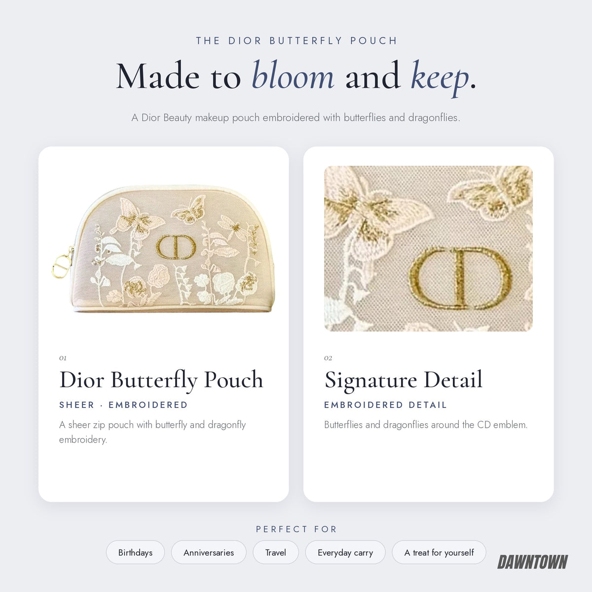 What's inside — Dior Beauty Embroidered Butterflies And Dragonflies Makeup Pouch