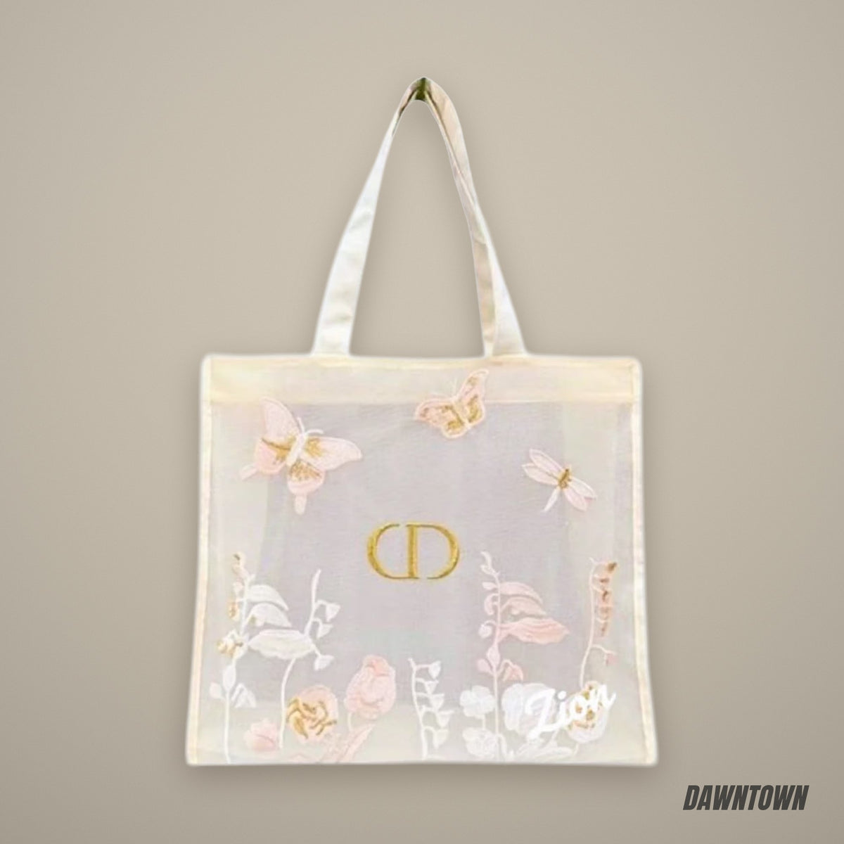 Dior Beauty Embroidered Butterflies And Dragonflies Tote Bag
