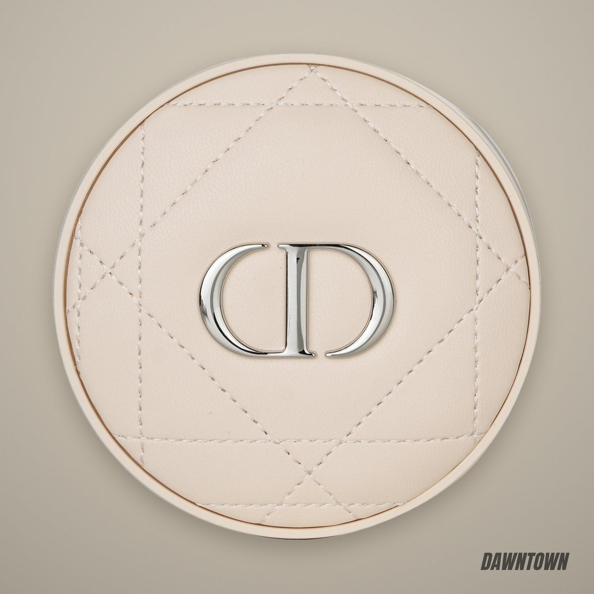 Dior Quilted CD Round Vanity Pouch - Nude Beige