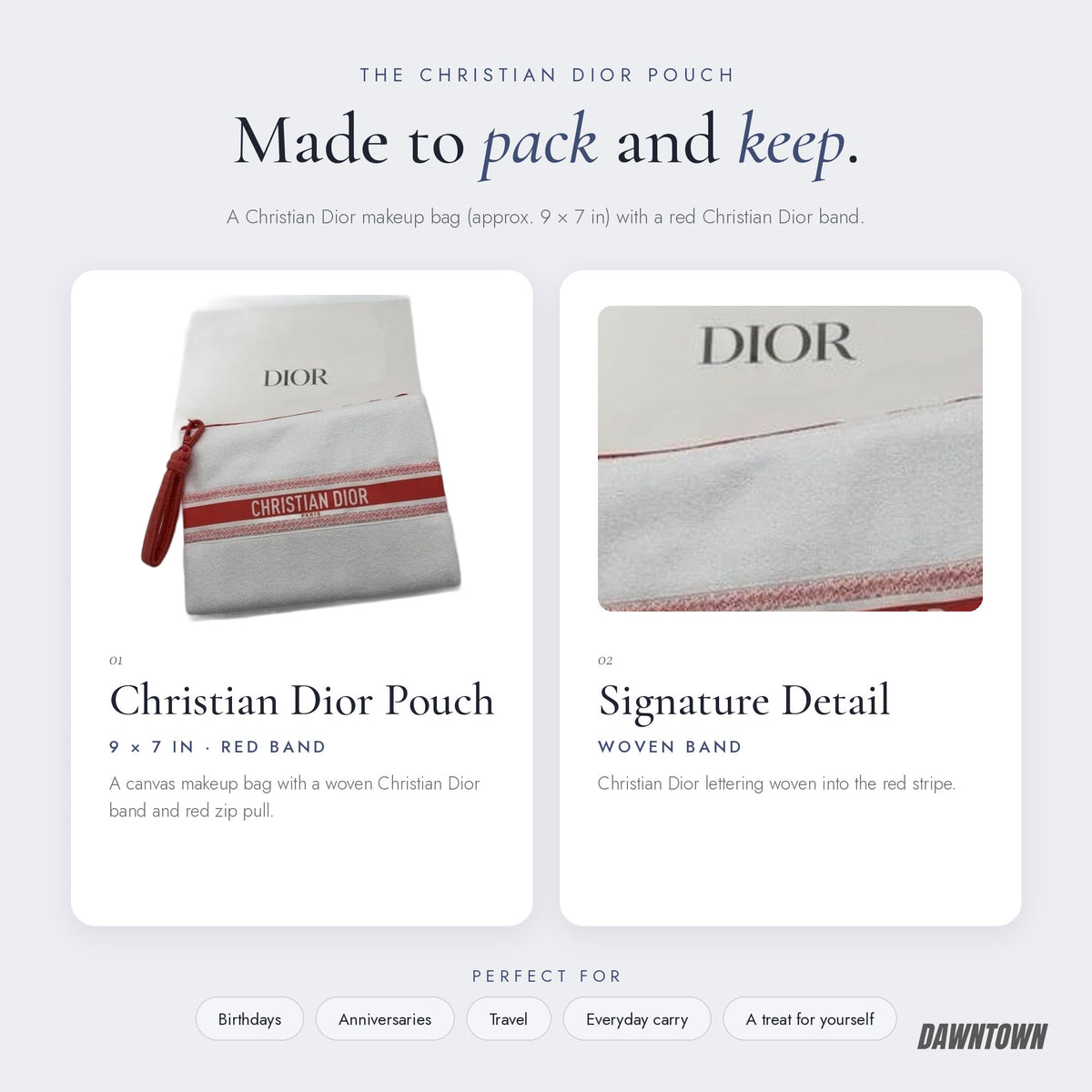 What's inside — Christian Dior Pouch/Makeup Bag L 9in H 7in New In Box
