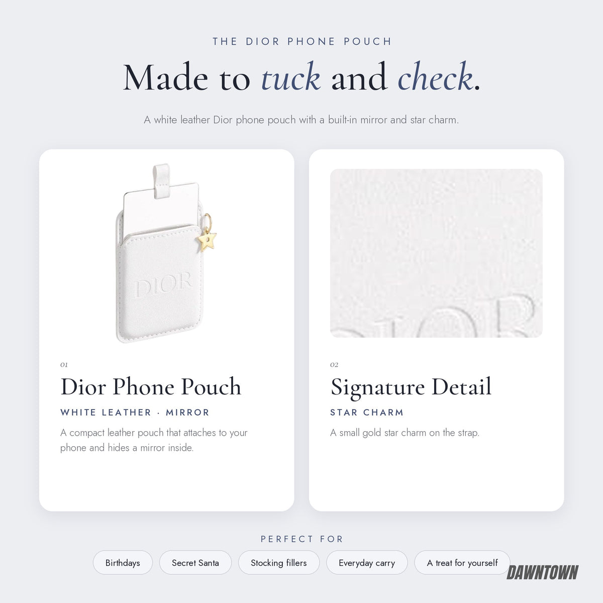What's inside — Dior Phone Accessory White Leather Pouch With Mirror