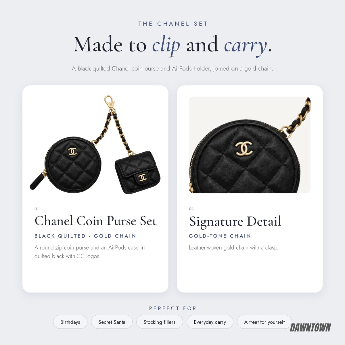 What's inside — Chanel Black Quilted Leather Coin Purse And Airpods Holder Set