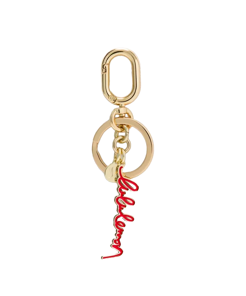Lululemon Metal Script Keychain Lulu Red/Gold