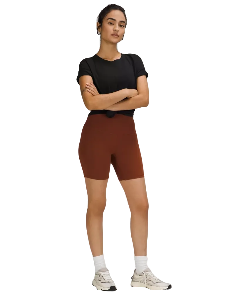 Lululemon Love Curved-Hem Crewneck T-Shirt Pink Haze Black