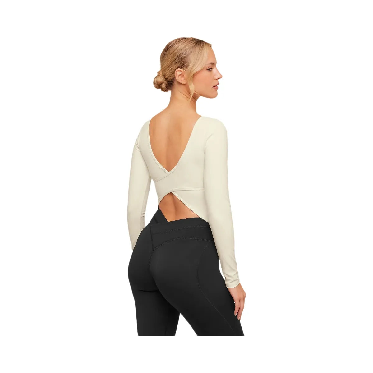 Gymshark Crossover Back Long Sleeve Top "Soft White"