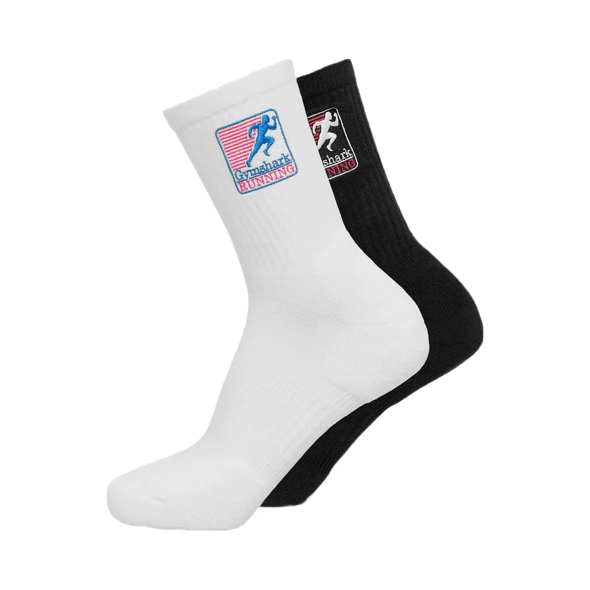 Gymshark Running Graphic Crew Socks 2pk "GS White GS Black"