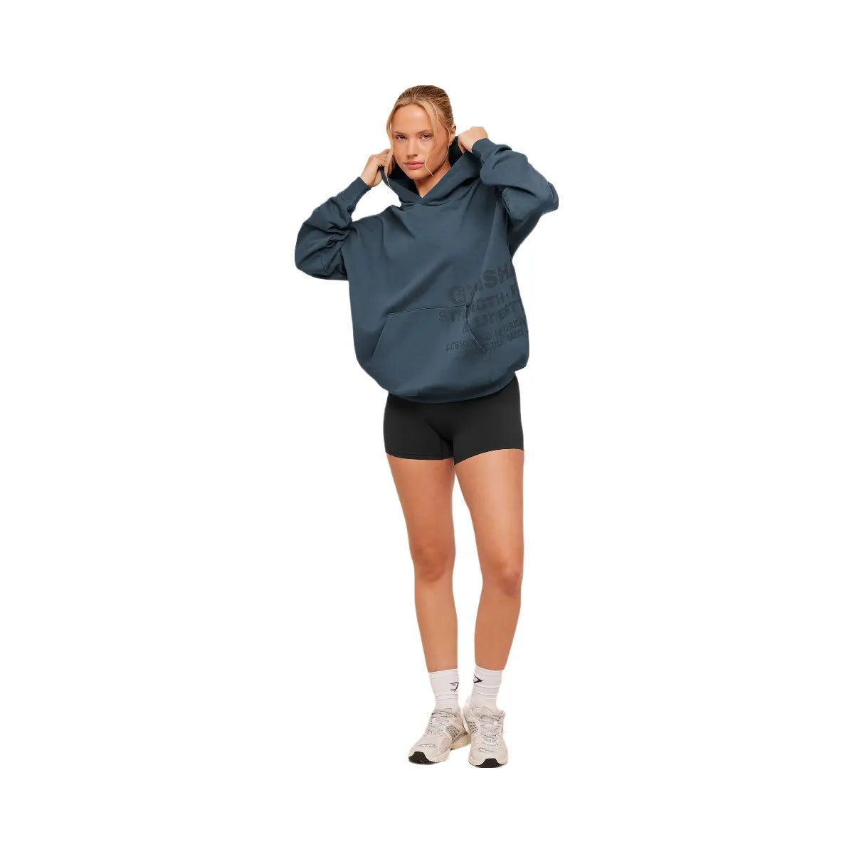 Gymshark Stacked Graphic Hoodie "Stealth Blue"