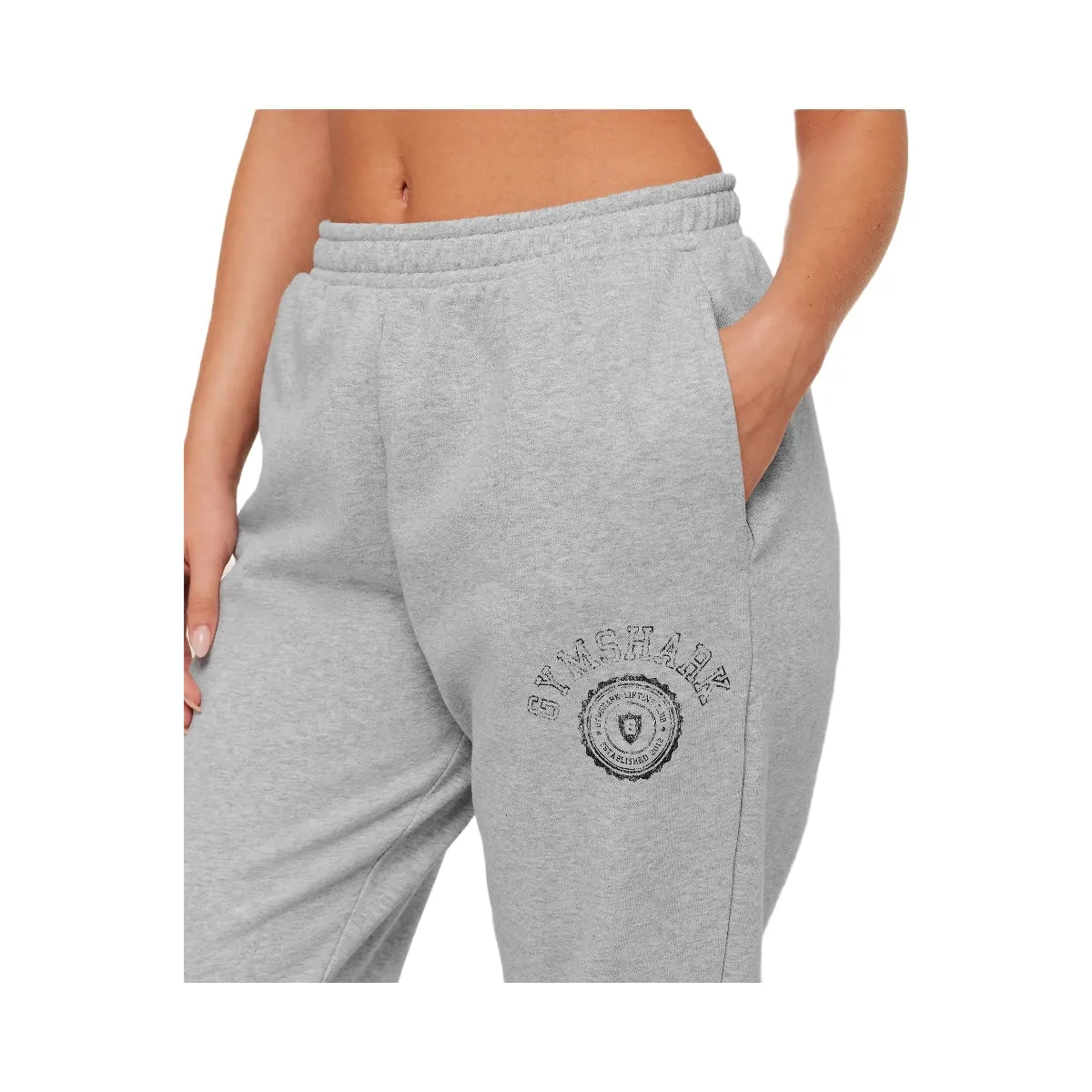 Gymshark Worn Crest Graphic Joggers "Light Grey Core Marl"