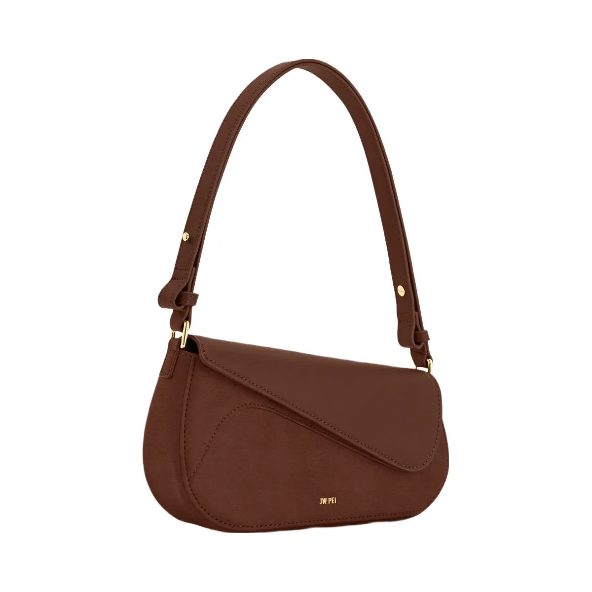 JW PEI Addisyn Faux Suede Panel Shoulder Bag Mocha Brown