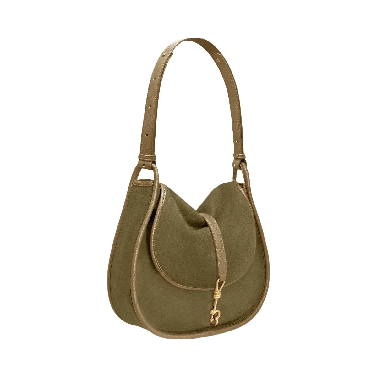 JW PEI Arla Small Faux Suede Hobo Bag Olive Green