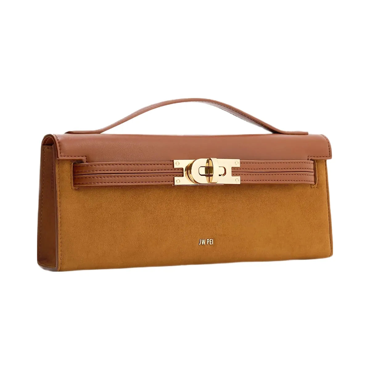 JW PEI Bria Faux Suede Structured Top Handle Bag Brown
