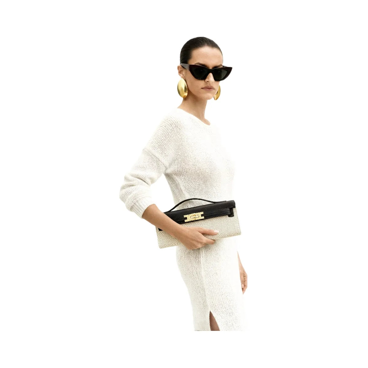 JW PEI Bria Structured Top Handle Bag Black Canvas