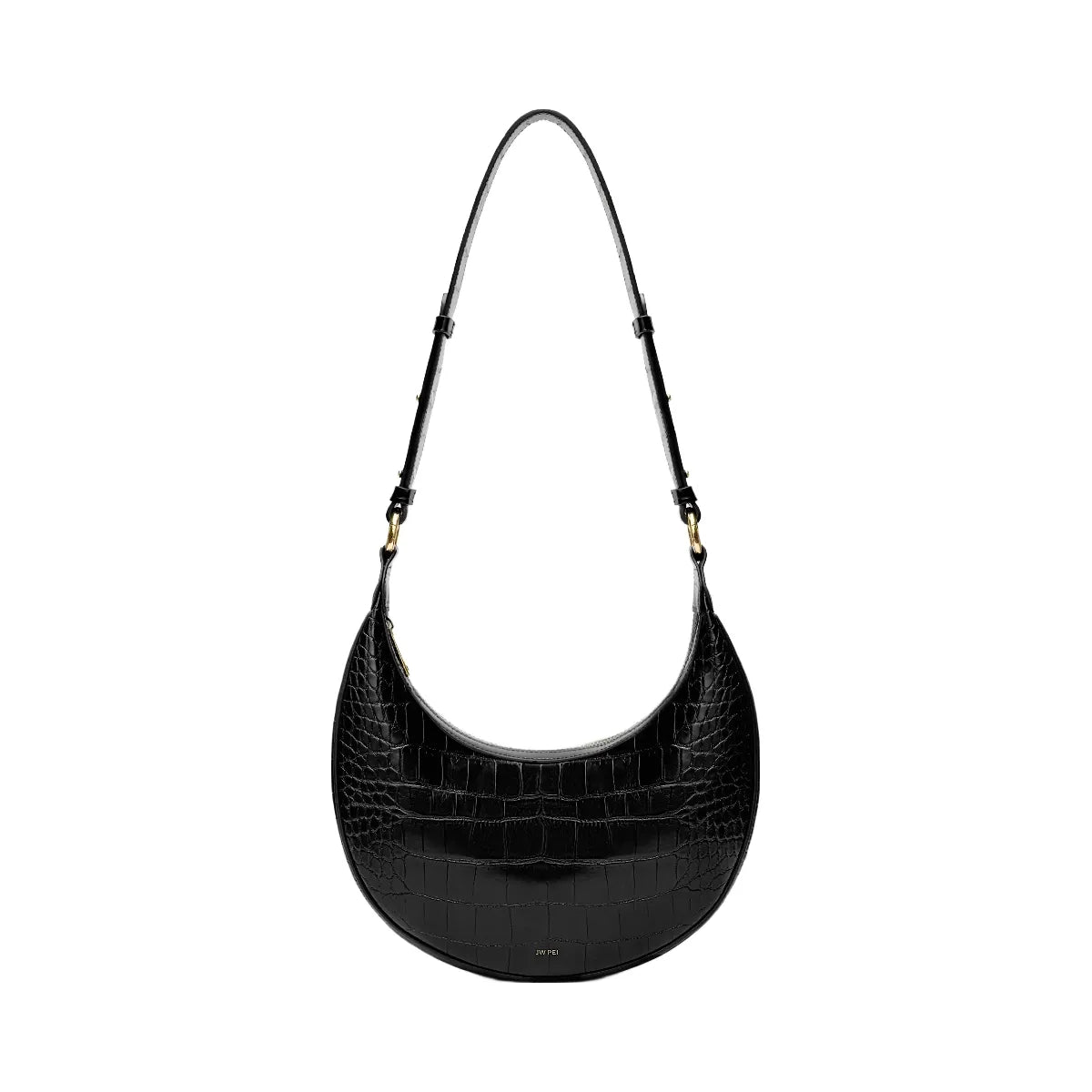 JW PEI Carly Saddle Bag Black Croc