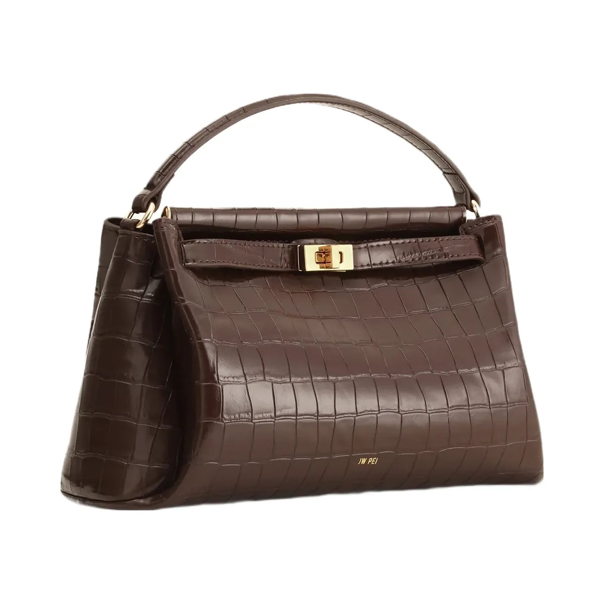 JW PEI Carmen Top Handle Bag Dark Brown Croc
