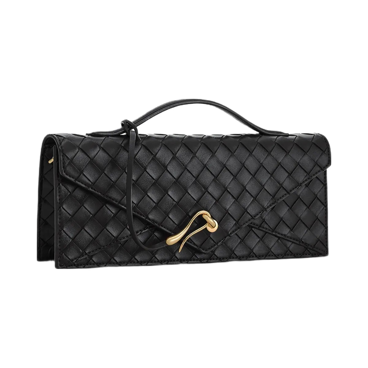JW PEI Celeste Woven Textured Envelope Top Handle Bag Black