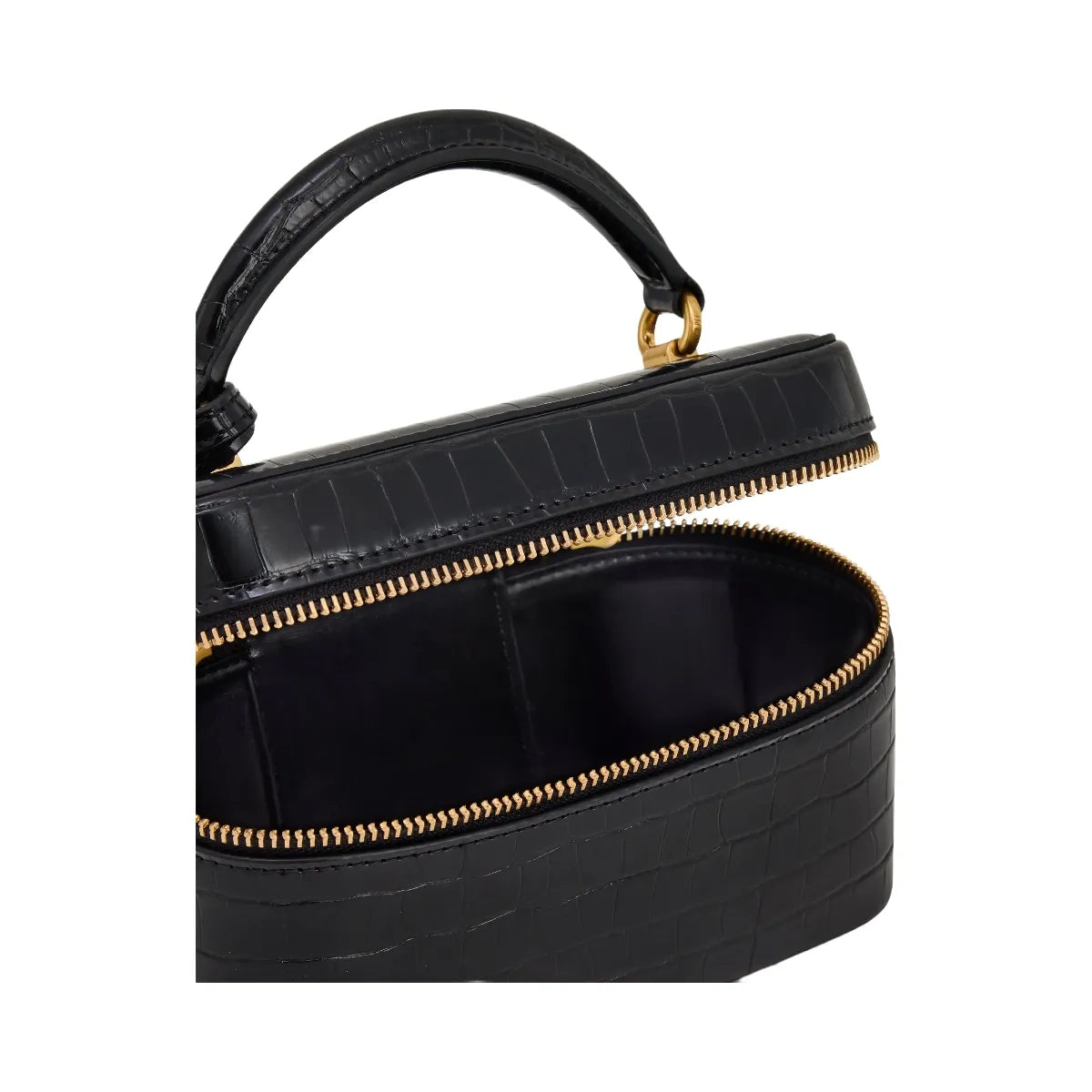 JW PEI Cleo Box Shape Top Handle Bag Black Croc