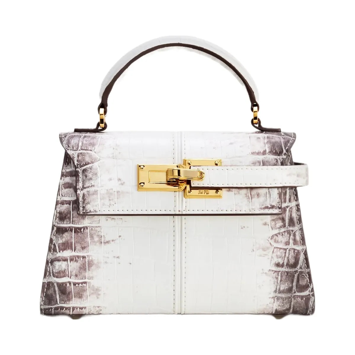 JW PEI Elise Top Handle Bag White Croc