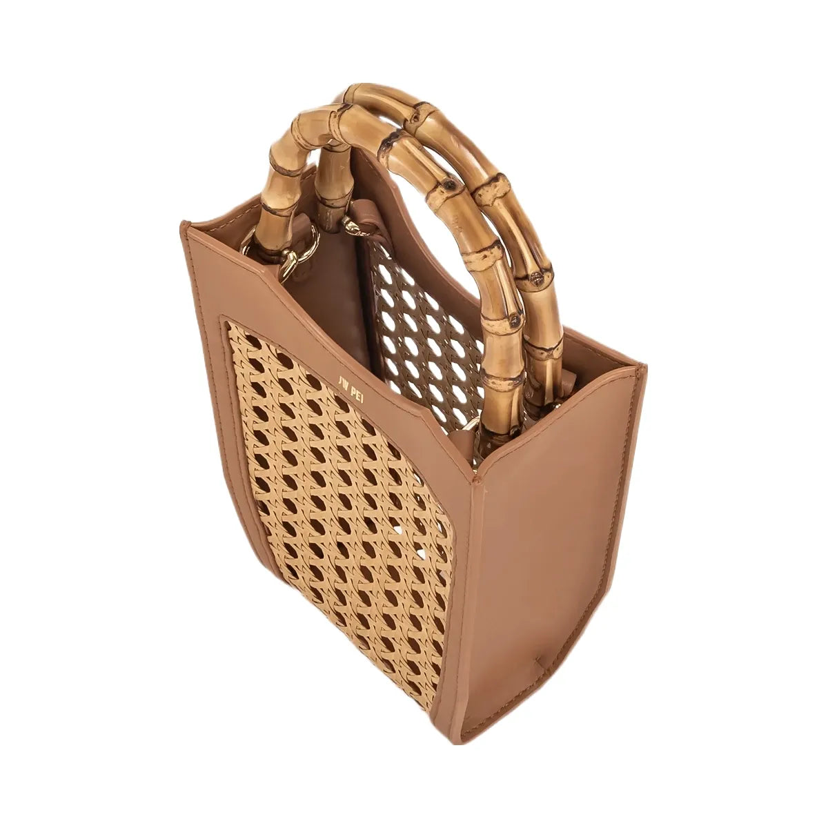 JW PEI FEI Faux Bamboo Woven Phone Bag Brown