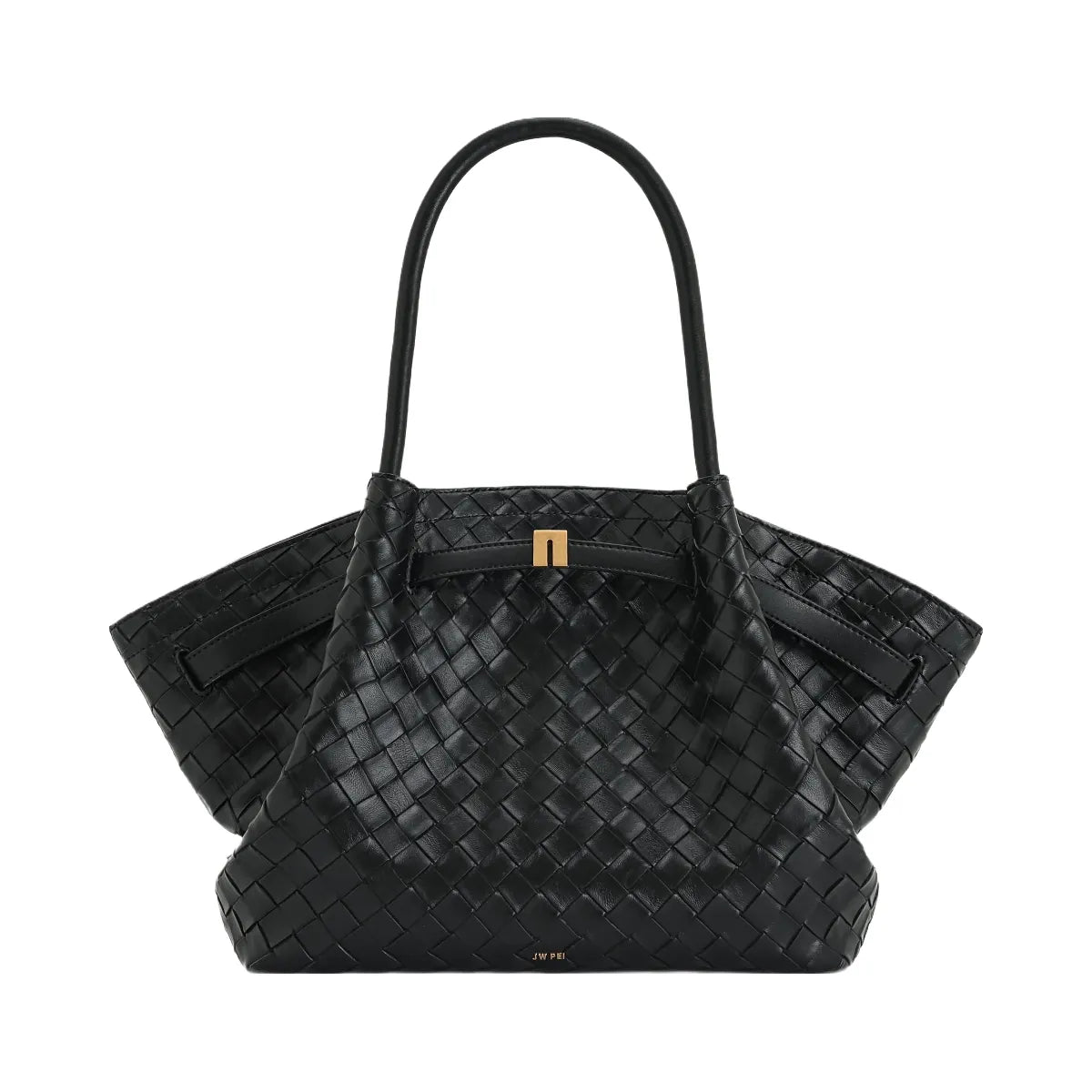 JW PEI Hana Medium Weave Texture Tote Bag Black