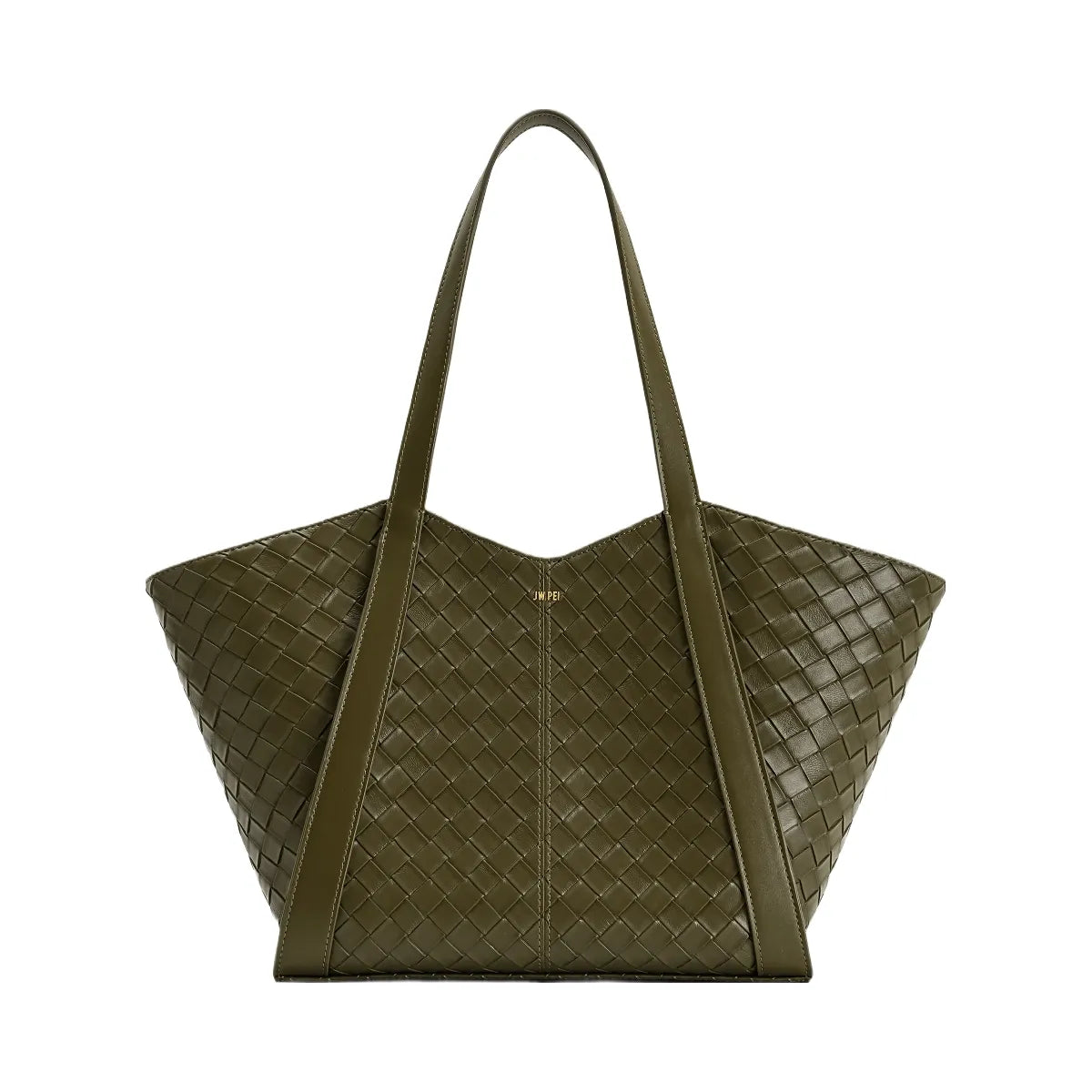 JW PEI Kiana Large Capacity Weave Texture Tote Bag Dark Olive