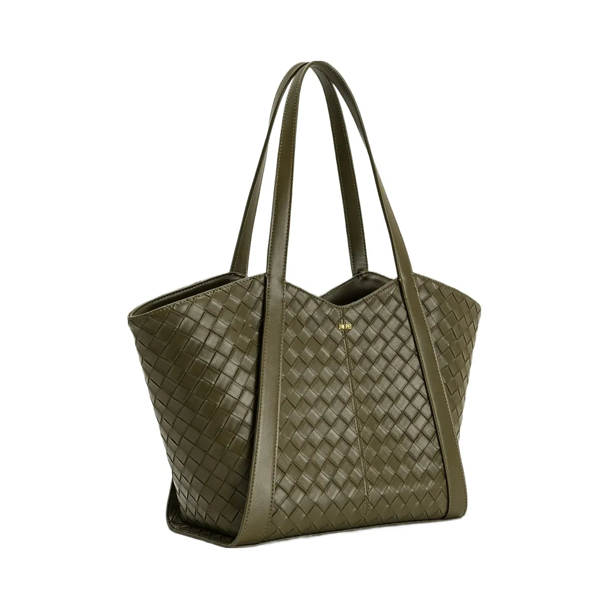 JW PEI Kiana Large Capacity Weave Texture Tote Bag Dark Olive