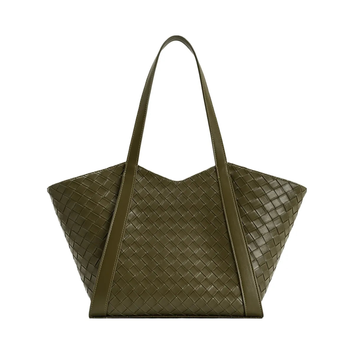 JW PEI Kiana Large Capacity Weave Texture Tote Bag Dark Olive