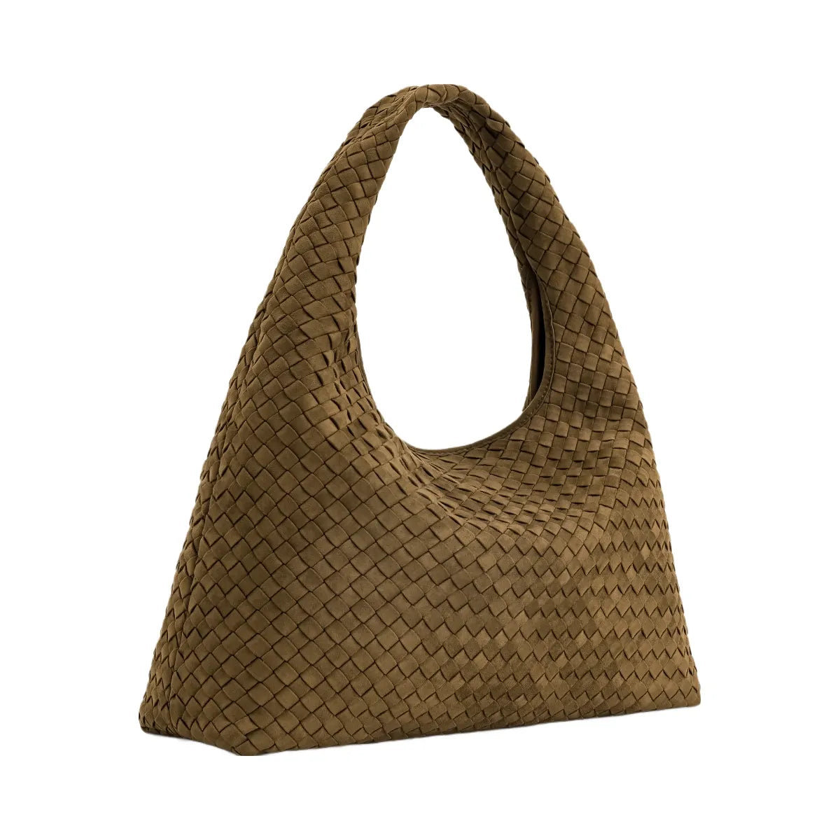 JW PEI Laura Faux Suede Woven Shoulder Bag Olive Green