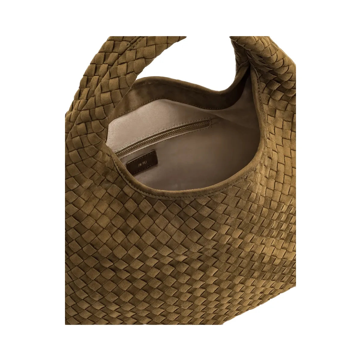 JW PEI Laura Faux Suede Woven Shoulder Bag Olive Green
