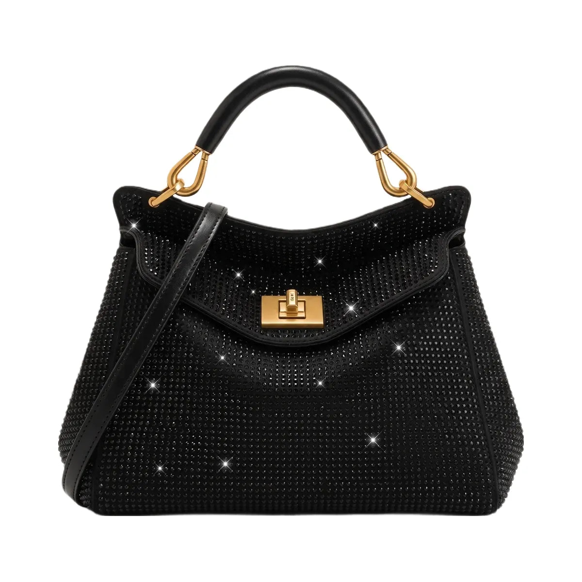 JW PEI Lucia Classic Artificial Crystal Top Handle Bag Black