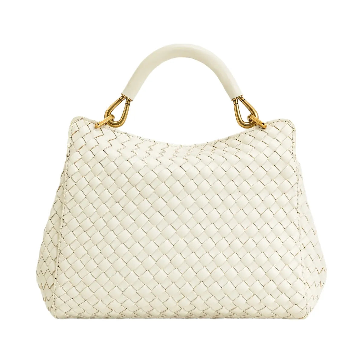 JW PEI Lucia Classic Top Handle Woven Bag White