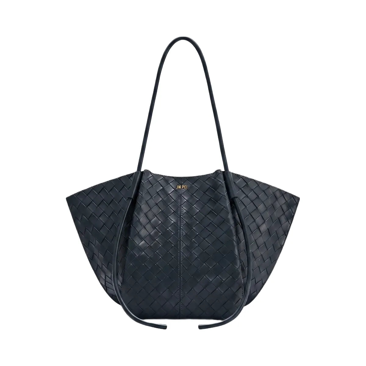 JW PEI Nala Woven Texture Wide Tote Bag Navy Blue