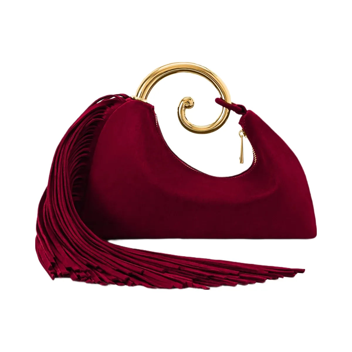 JW PEI Nell Fringe Hardware Top Handle Bag Burgundy