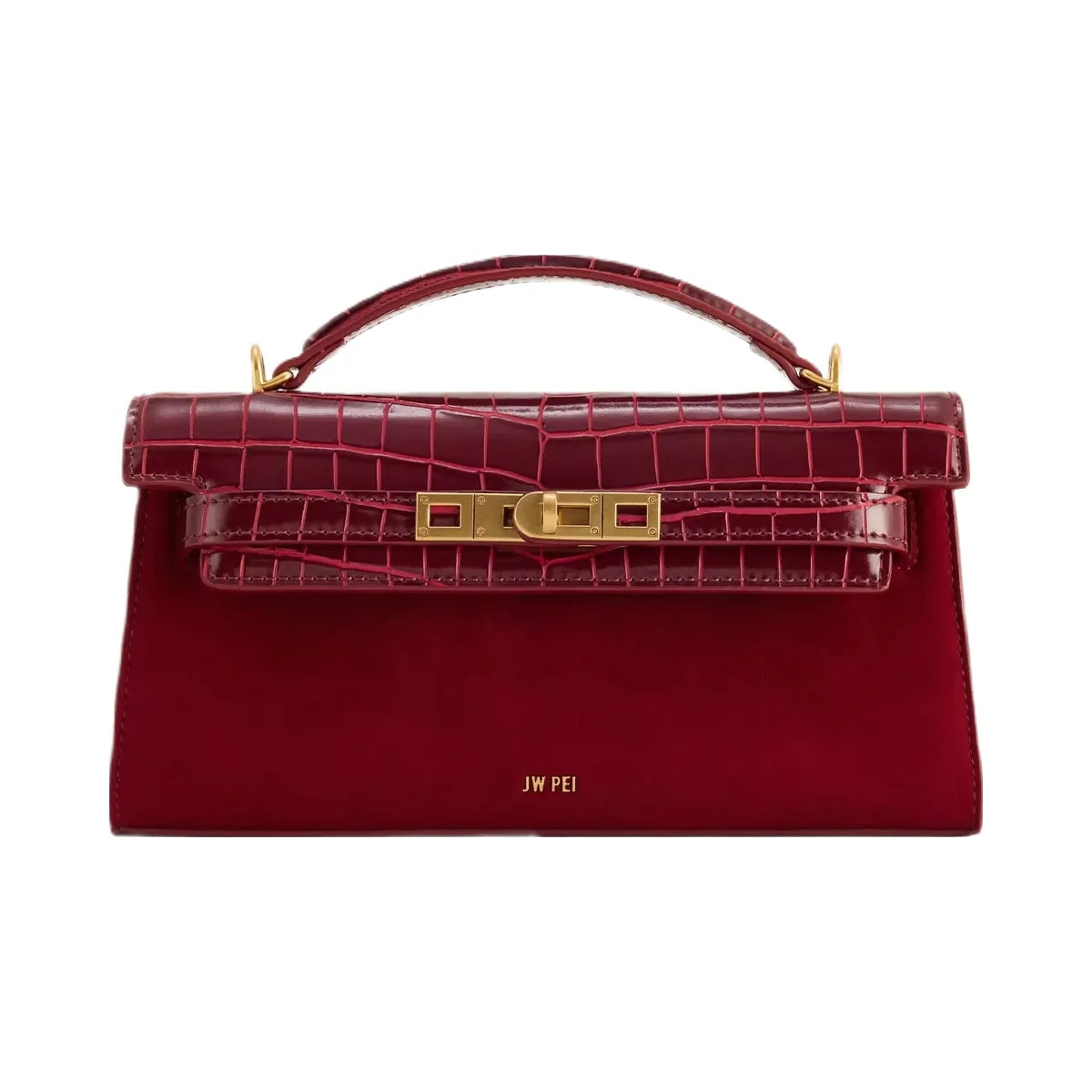 JW PEI Noor Faux Suede Top Handle Bag Red
