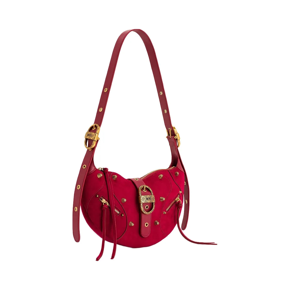 JW PEI Tessa Suede Shoulder Bag Deep Magenta