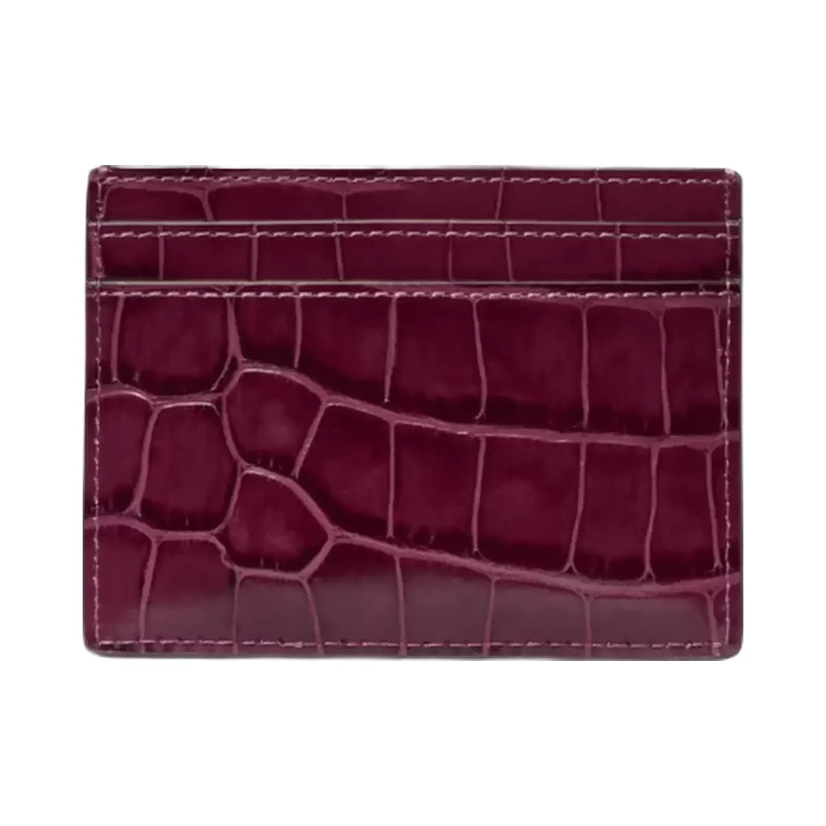 Kate Spade Croc Embossed Small Slim Card Holder Deep Cherry