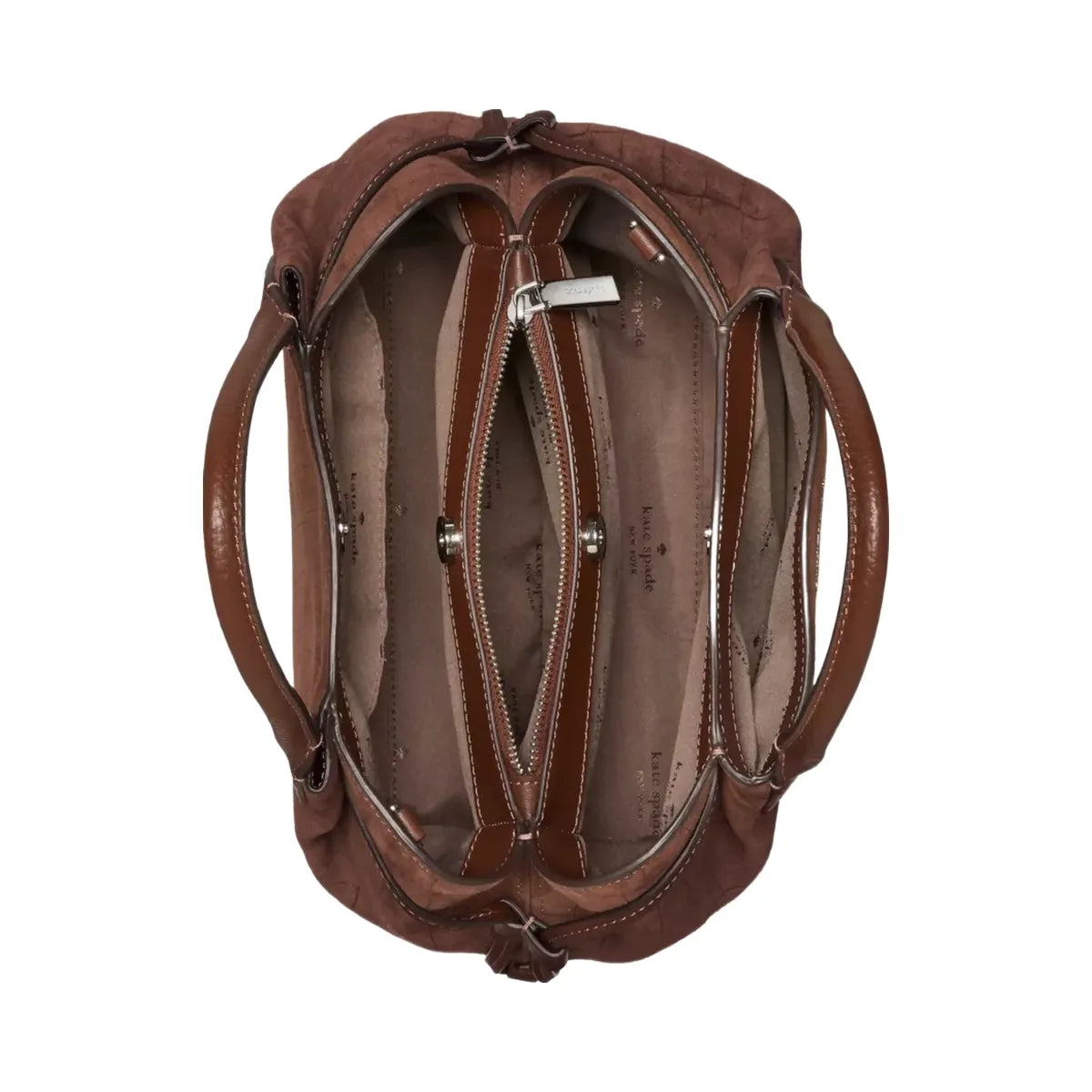 Kate Spade Dumpling Suede Croc Satchel Bag Chocolate Truffle