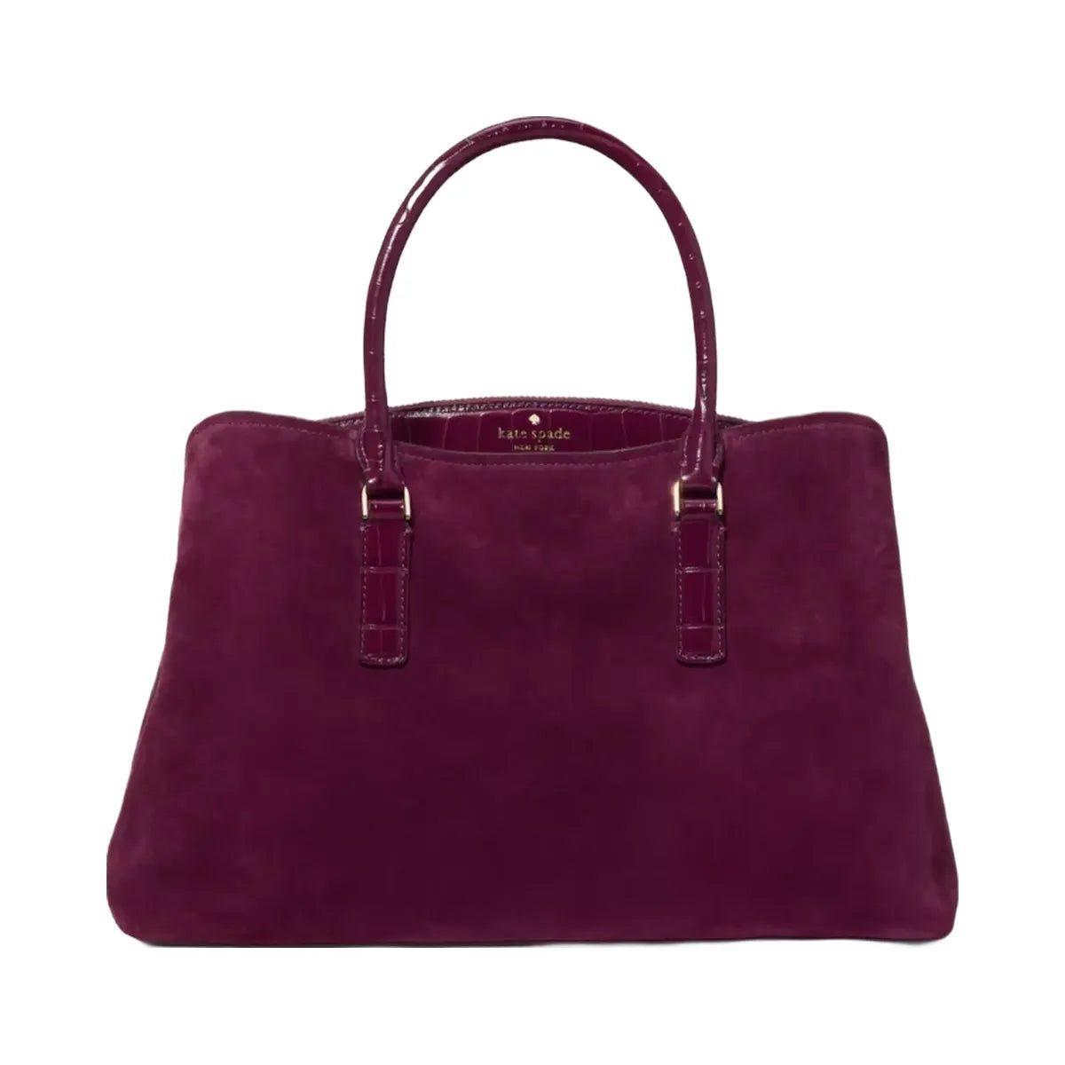 Kate Spade Thompson Street Suede And Croc Embossed Satchel Bag Deep Cherry