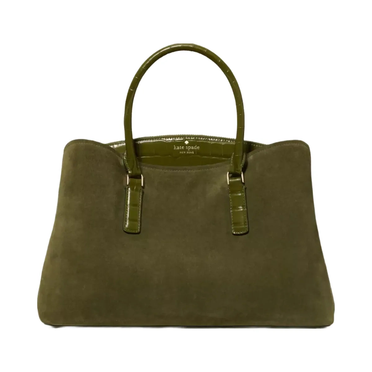 Kate Spade Thompson Street Suede And Croc Embossed Satchel Bag Enchanted Green
