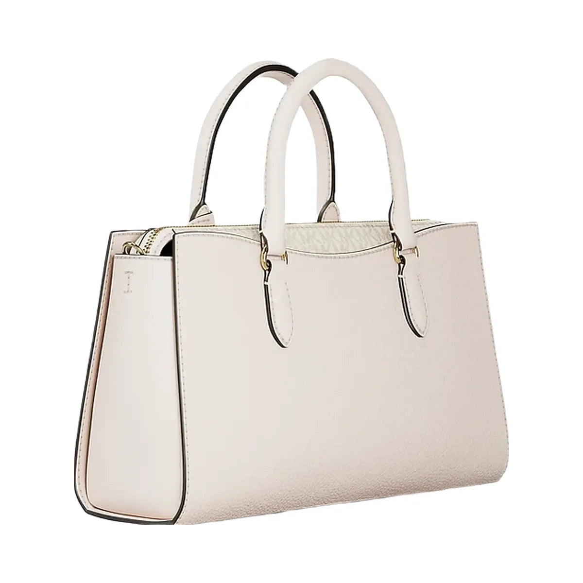 Michael Kors Arden Medium Leather Top-Zip Satchel Lt Cream