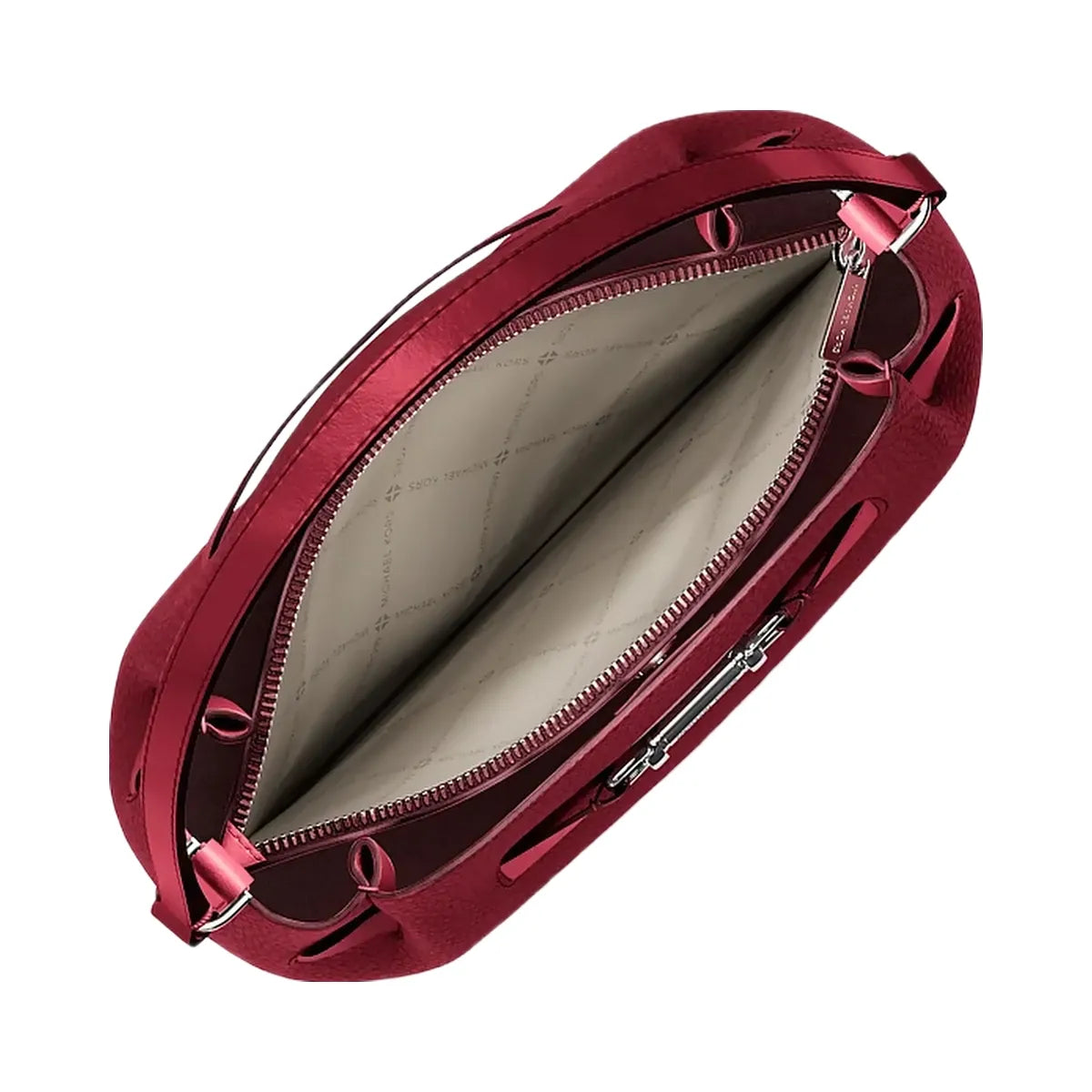 Michael Kors Carson Medium Pebbled Leather Convertible Bucket Crossbody Bag Maroon