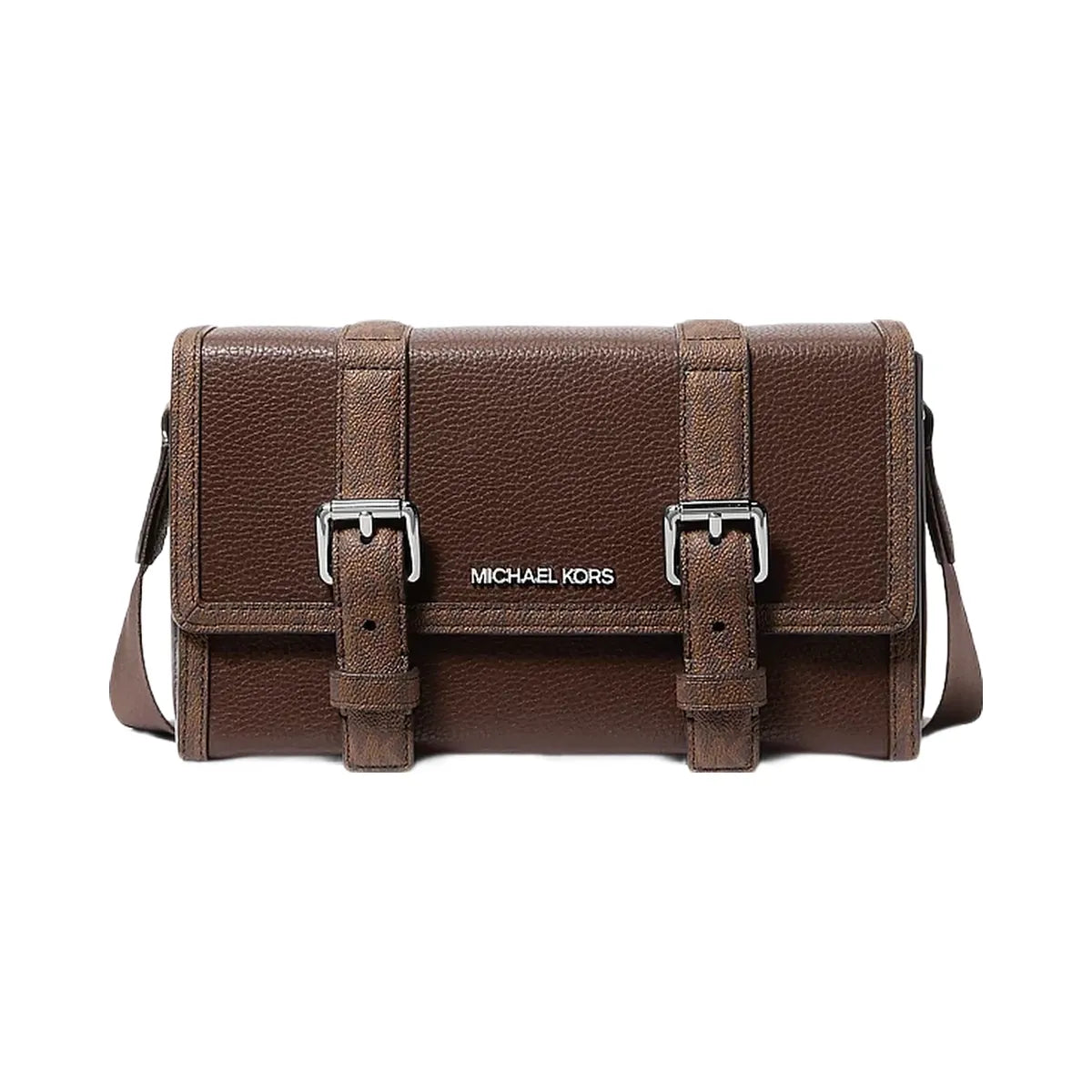 Michael Kors Cooper Pebbled Leather and Signature Logo Trunk Crossbody Bag Nutmeg